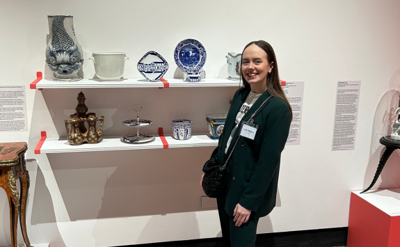 Lucy at an exhibition at Bowes Museum